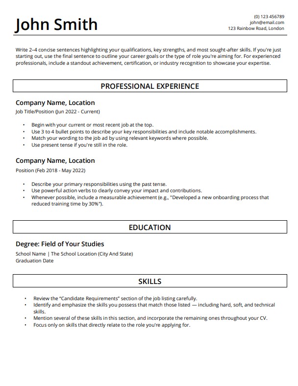 Simple CV Template