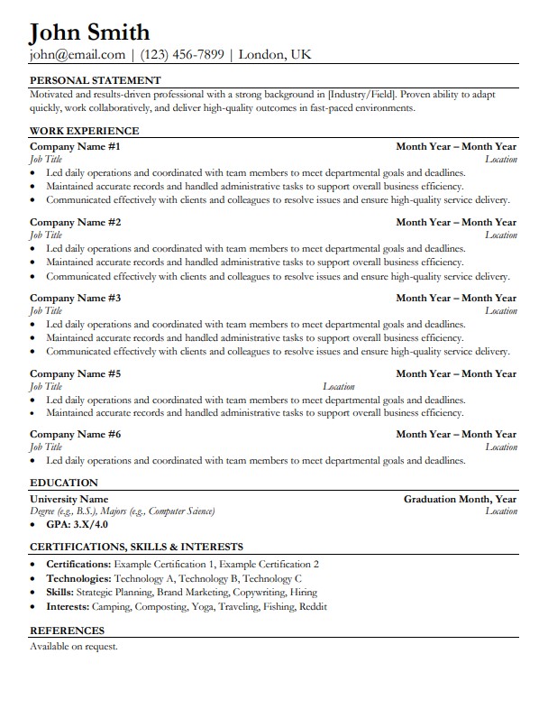 Minimalist CV Template